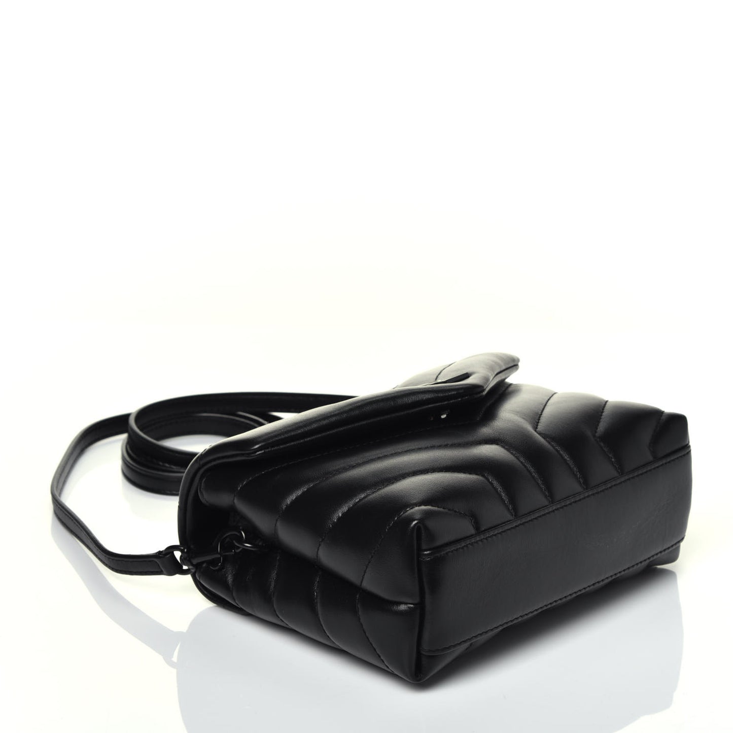 Calfskin Y Quilted Monogram Toy Loulou Crossbody Bag Black