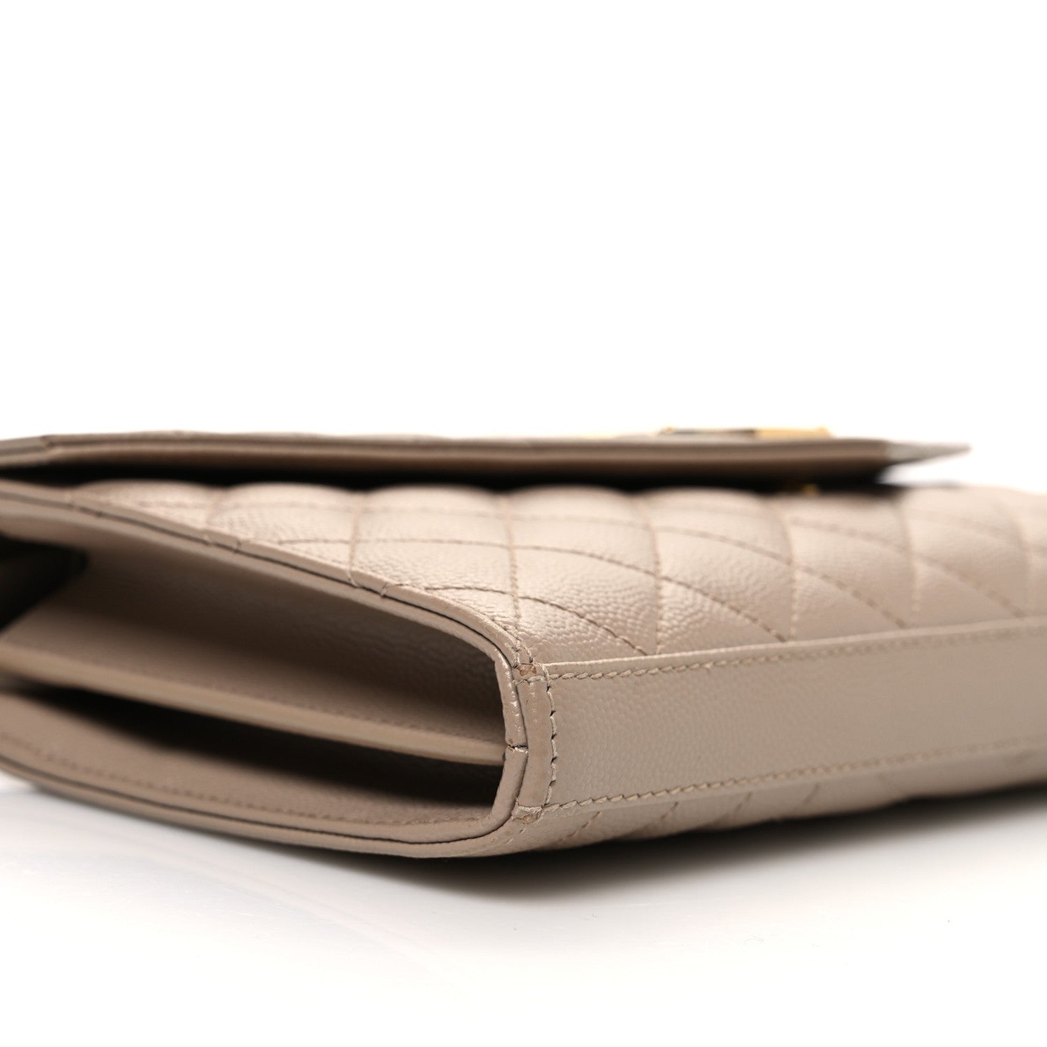 Saint Laurent Grain De Poudre Mixed Matelasse Triquilt Monogram Chain Wallet Dark Beige 9 of 14