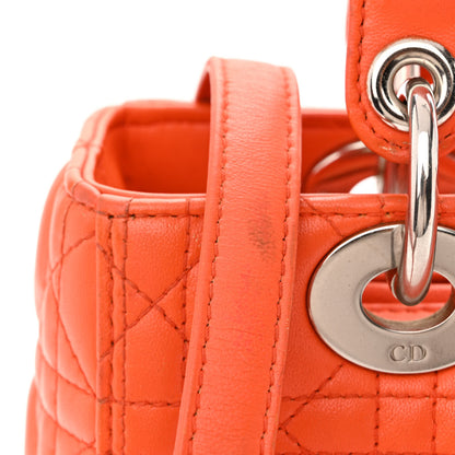 Christian Dior Lambskin Cannage Medium Lady Dior Orange 15 of 18