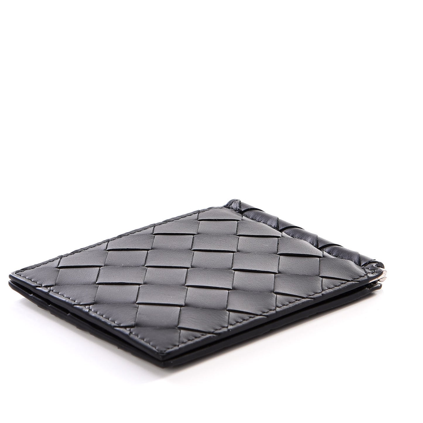 Nappa Maxi Intrecciato Bi-Fold Money Clip Wallet Black