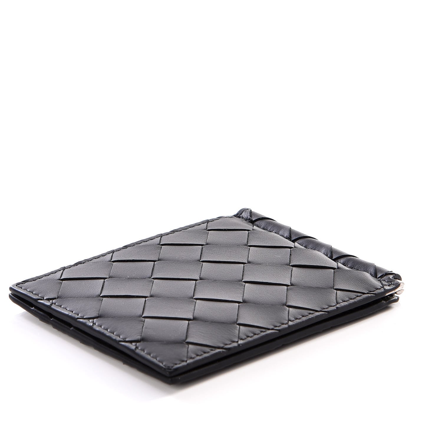 Bottega Veneta Nappa Maxi Intrecciato Bi-Fold Money Clip Wallet Black 3 of 9