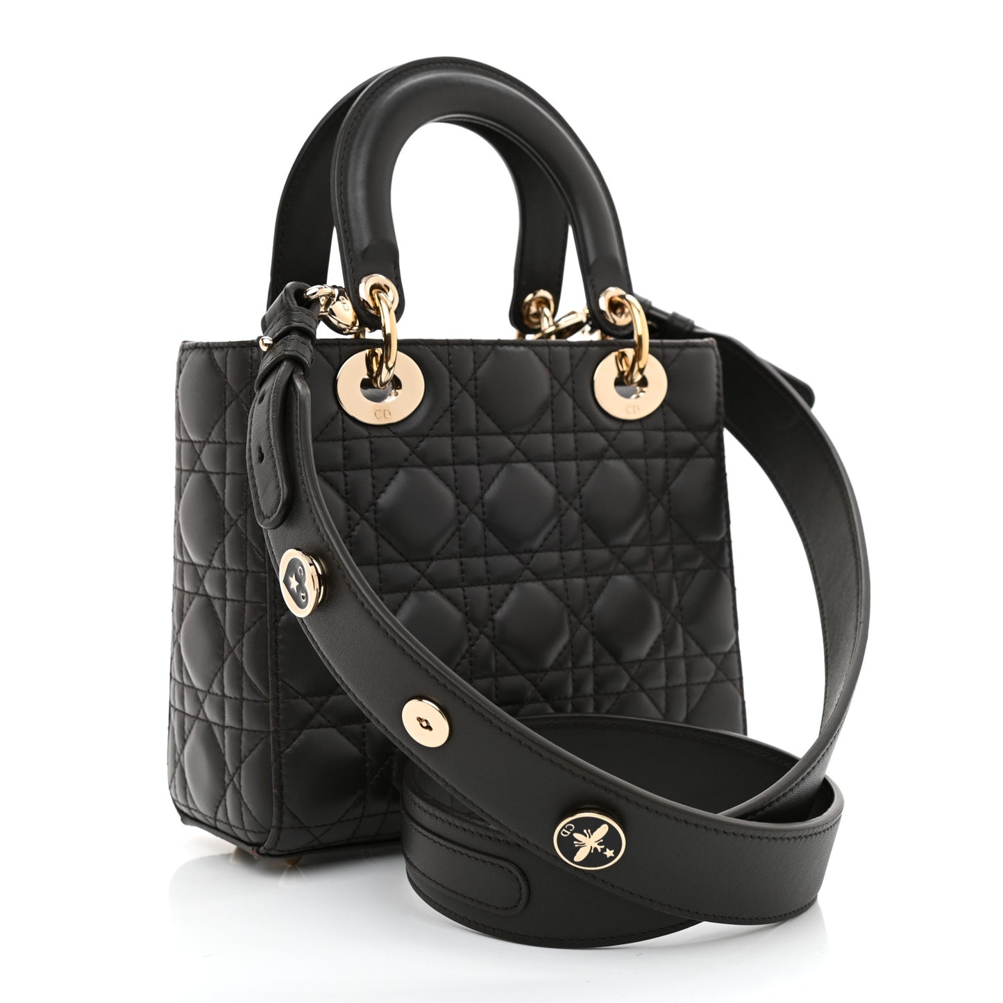 Lambskin Cannage Small Lucky Badges My Lady Dior Dark Grey