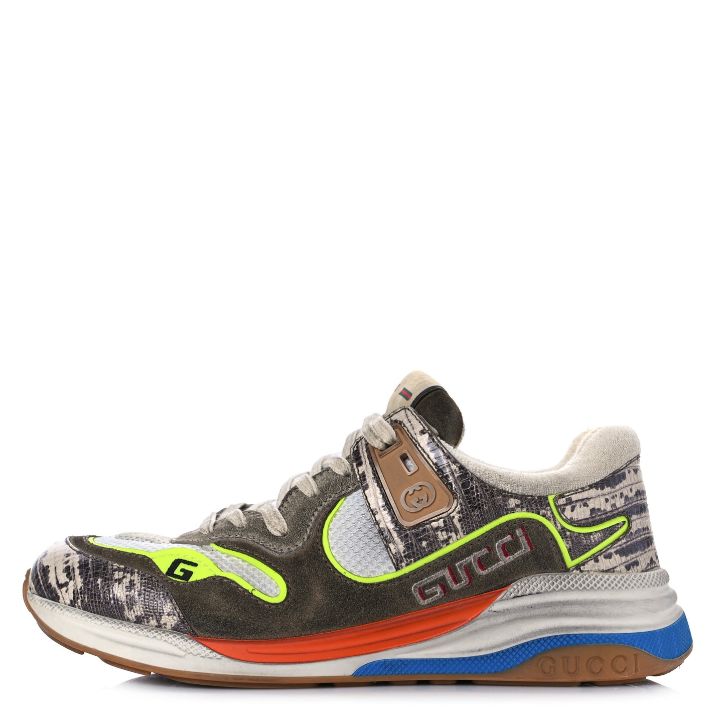 Suede Calfskin Tejus Printed Mens Ultrapace Sneakers 7.5 Natural Ardesia Neon Yellow