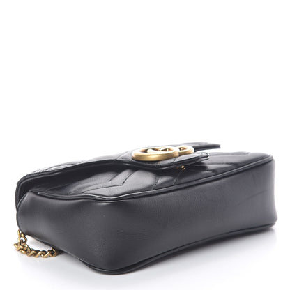 Gucci Calfskin Matelasse Super Mini GG Marmont Shoulder Bag Black 4 of 11