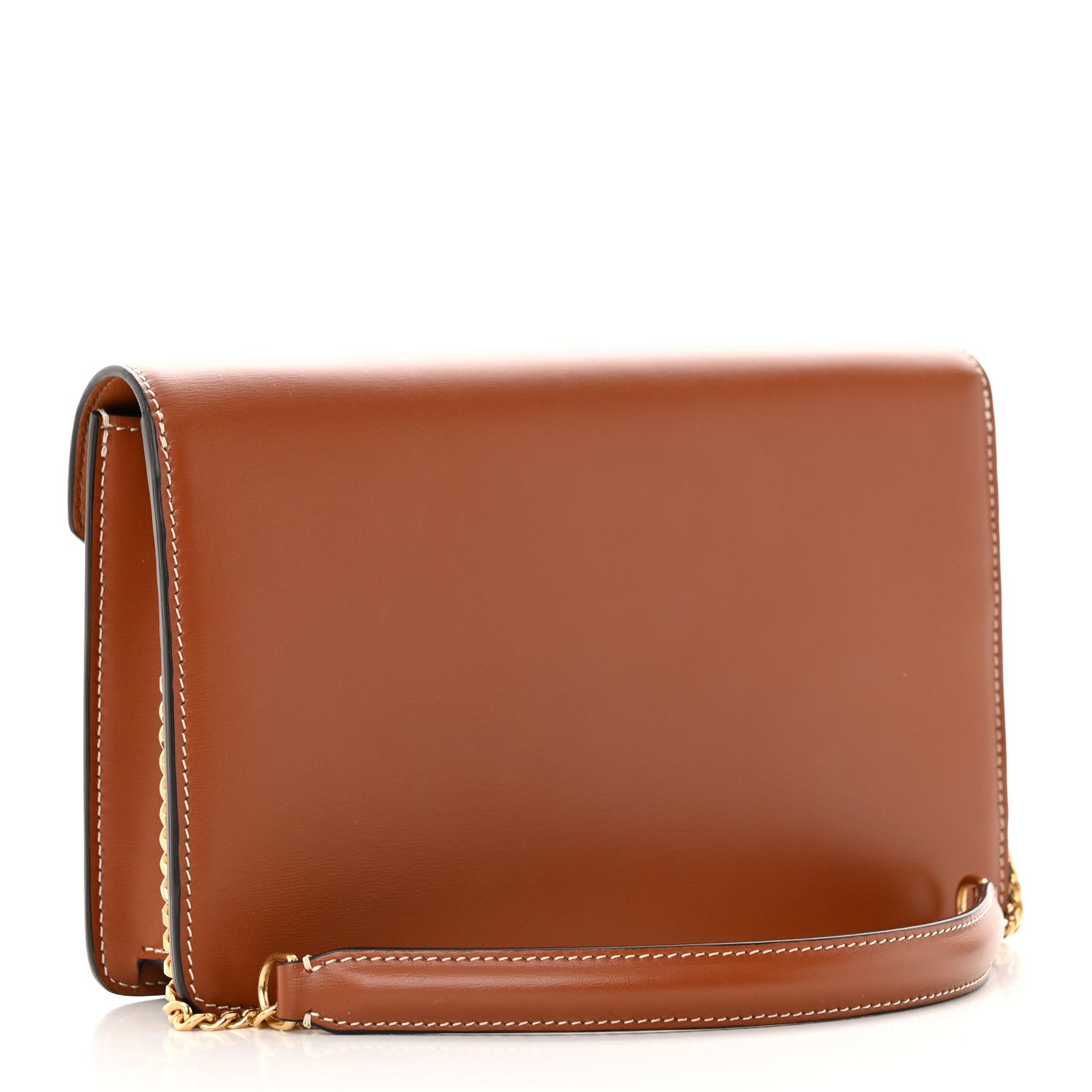 Celine Shiny Calfskin Cuir Triomphe Wallet on Chain Tan 3 of 12