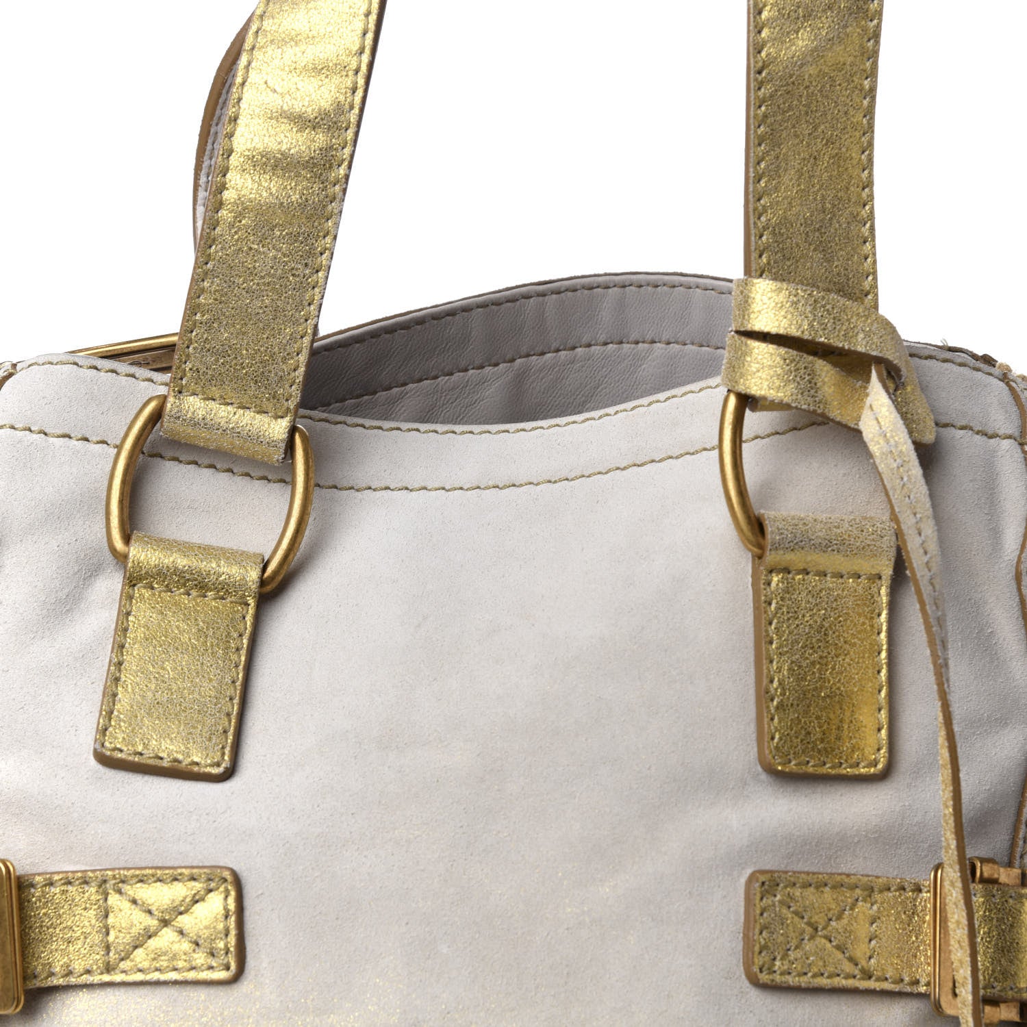 Saint Laurent Suede Medium Degrade Downtown Bag White Gold 9 of 9