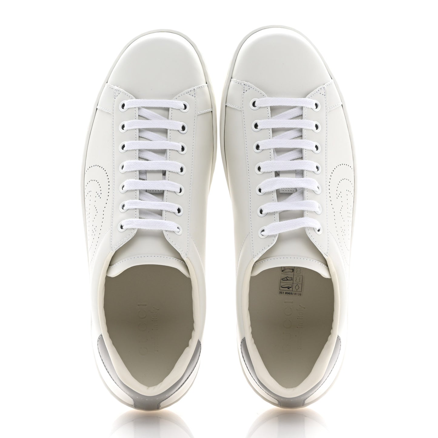 Calfskin Interlocking G Perforated Mens Ace Sneakers 9.5 White Grey Sky