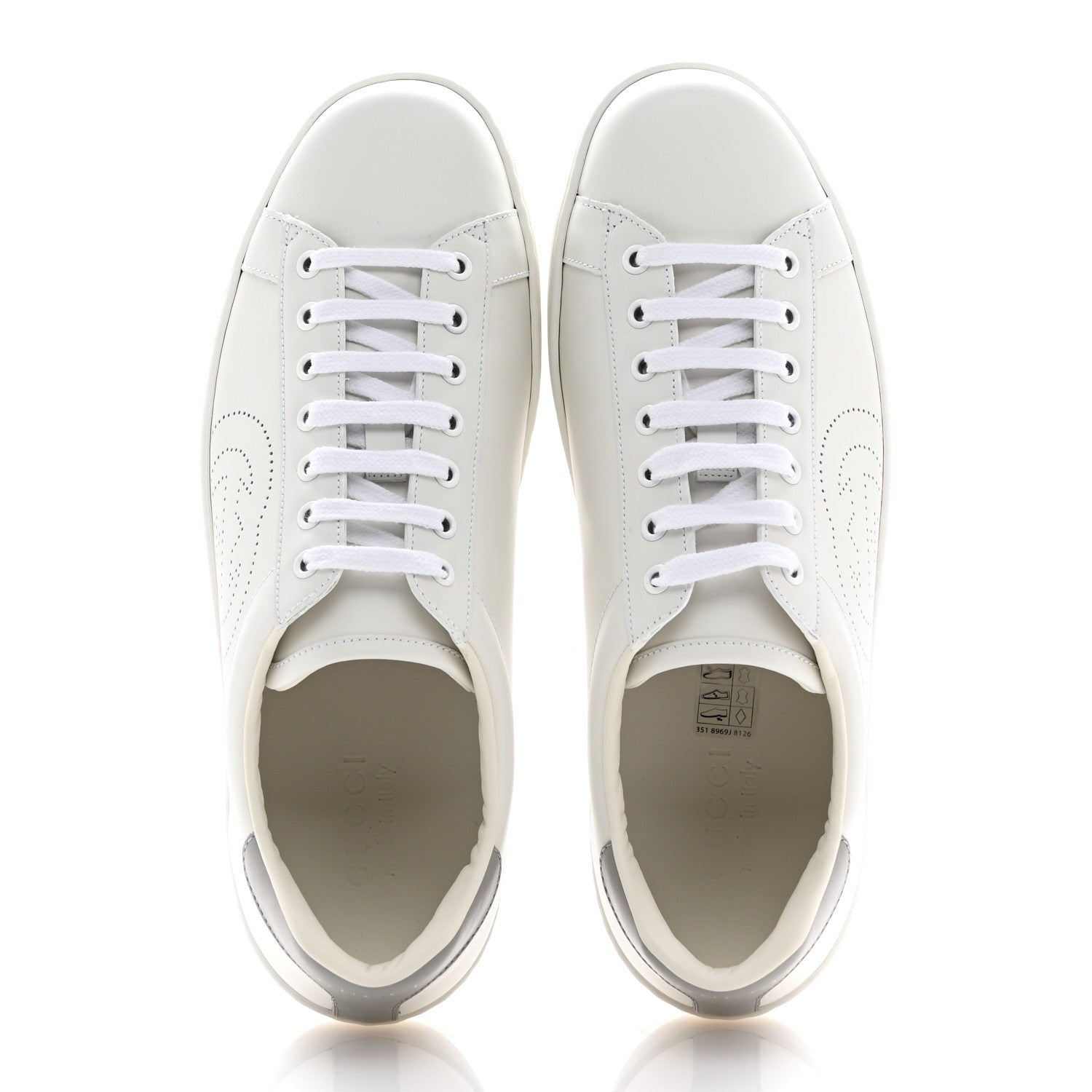 Gucci Calfskin Interlocking G Perforated Mens Ace Sneakers 9.5 White Grey Sky 2 of 10