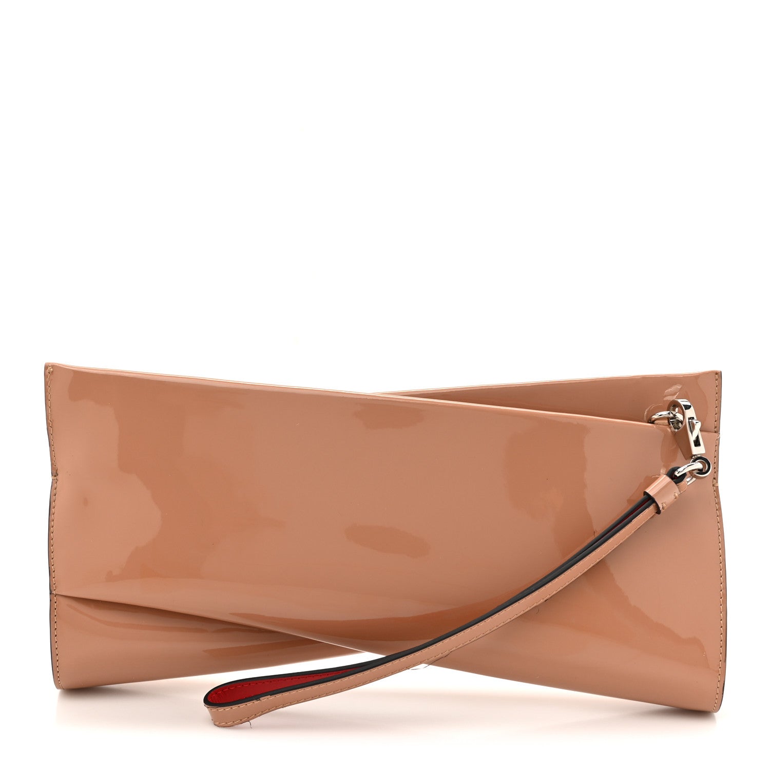 Christian Louboutin Patent Loubi Twist Zip Clutch Bag Nude 1770731