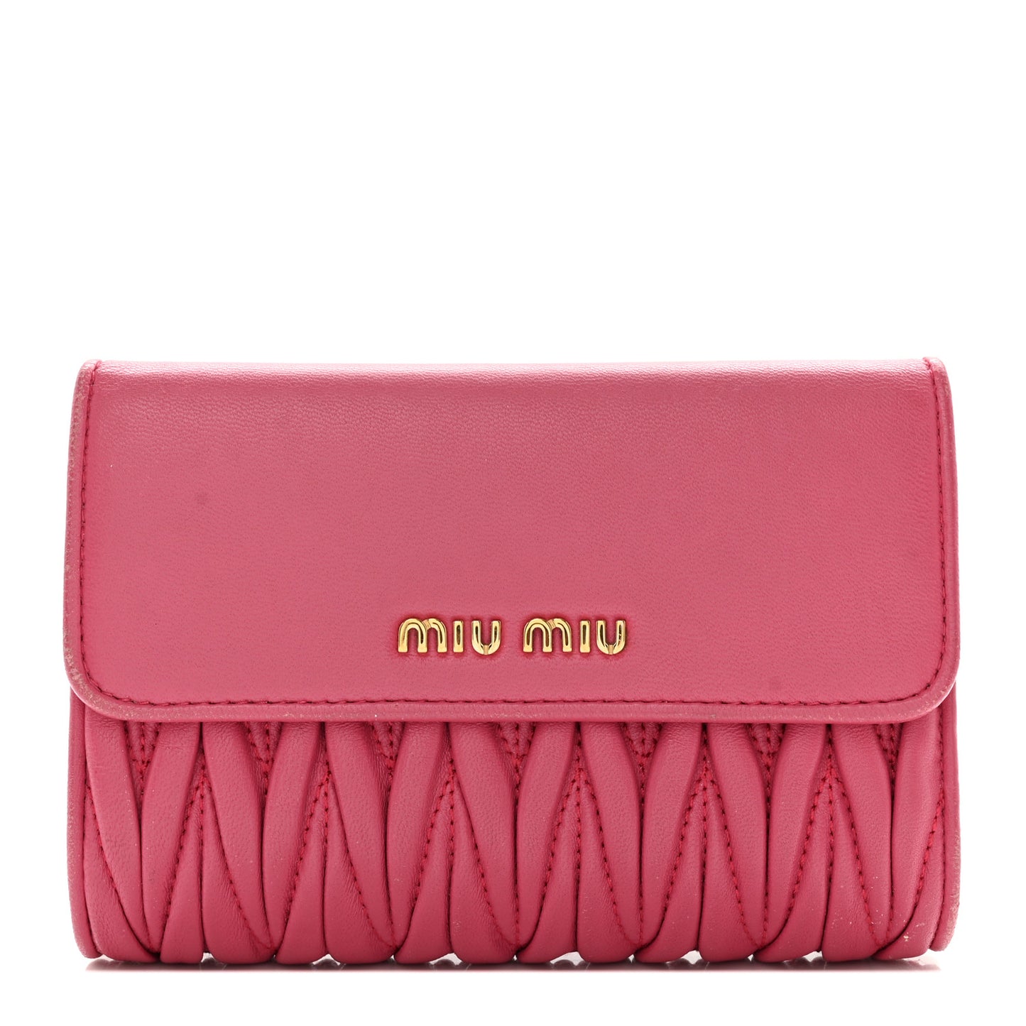Nappa Matelasse Flap Tri-Fold Wallet Geranio