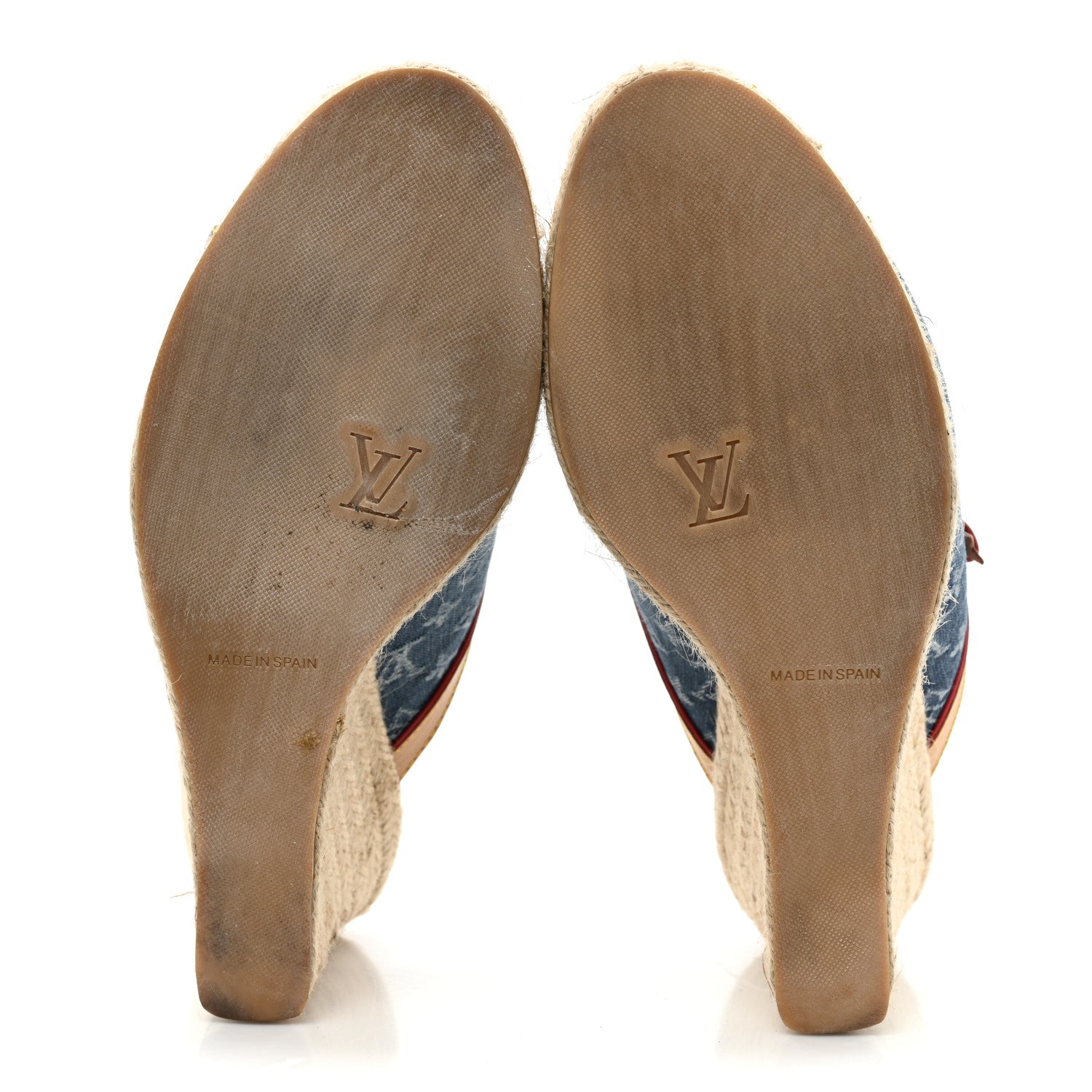 Louis Vuitton Denim Monogram Bow Espadrille Wedges 41 Blue 5 of 14