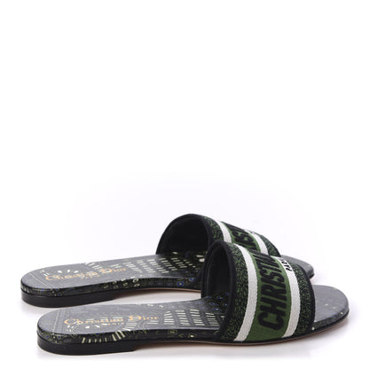 Christian Dior Canvas Embroidered Animals Dway Mules Slide Sandals 35 Green 4 of 9