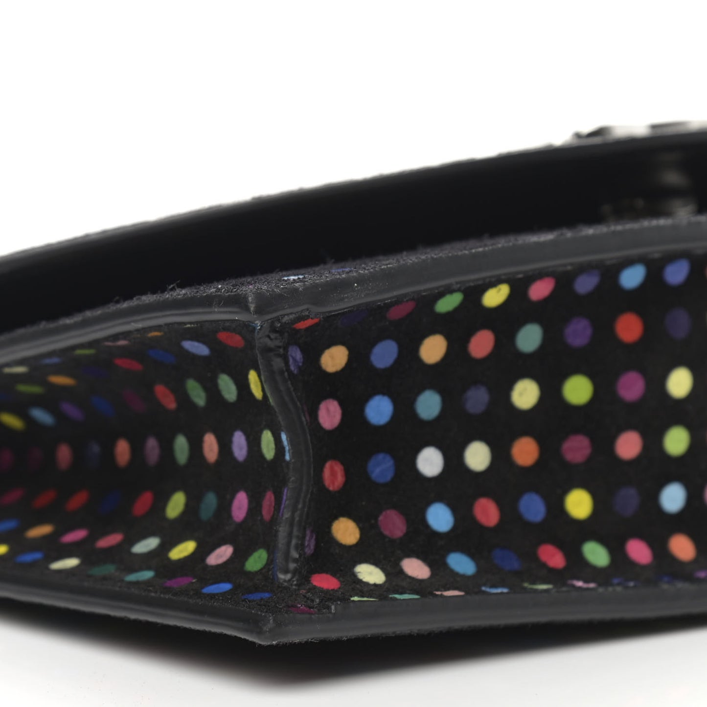 Suede Polka Dot Loubi54 Crossbody Clutch Black Multicolor