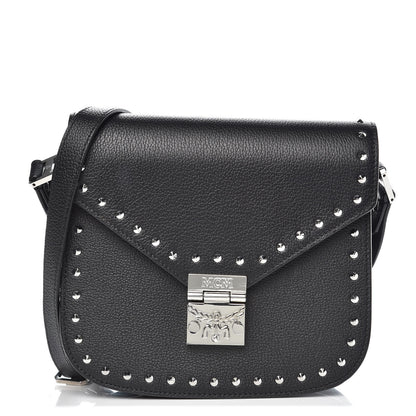 MCM Calfskin Studded Outline Patricia Shoulder Bag Black 1 of 9