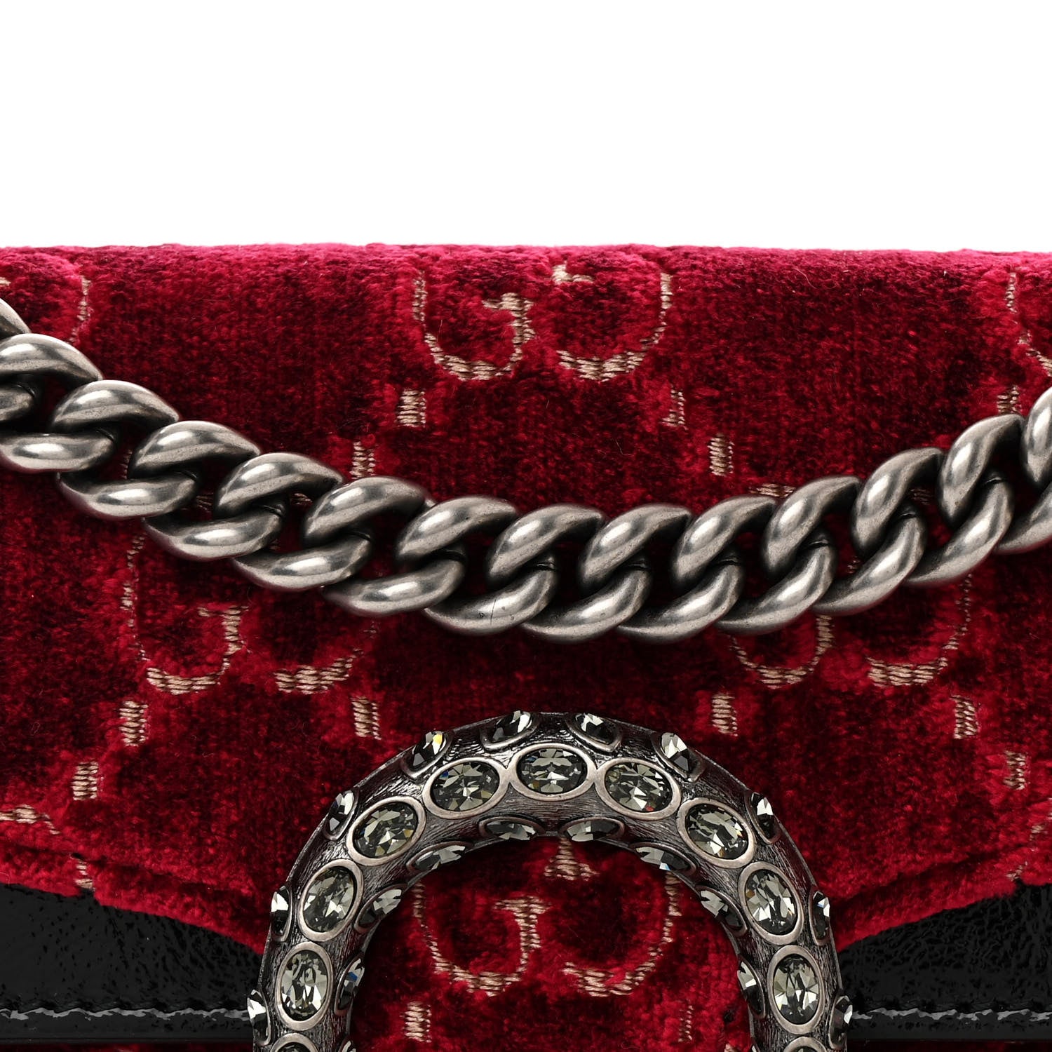 Gucci Velvet Skipper Crystal GG Monogram Small Dionysus Shoulder Bag Red Cipria Black Black Diamond 8 of 11