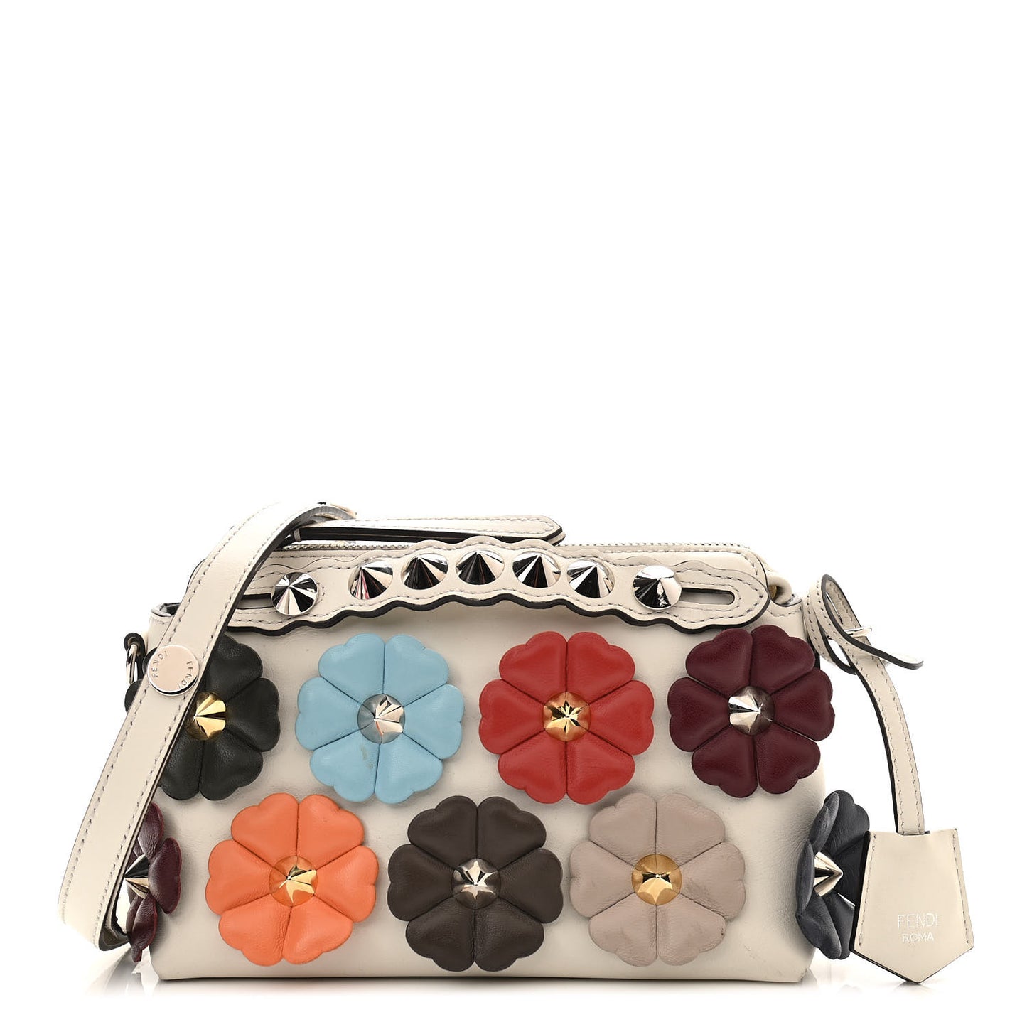 Vitello Century Nappa Flowerland Studded Mini By The Way Boston Bag White Ice Multicolor