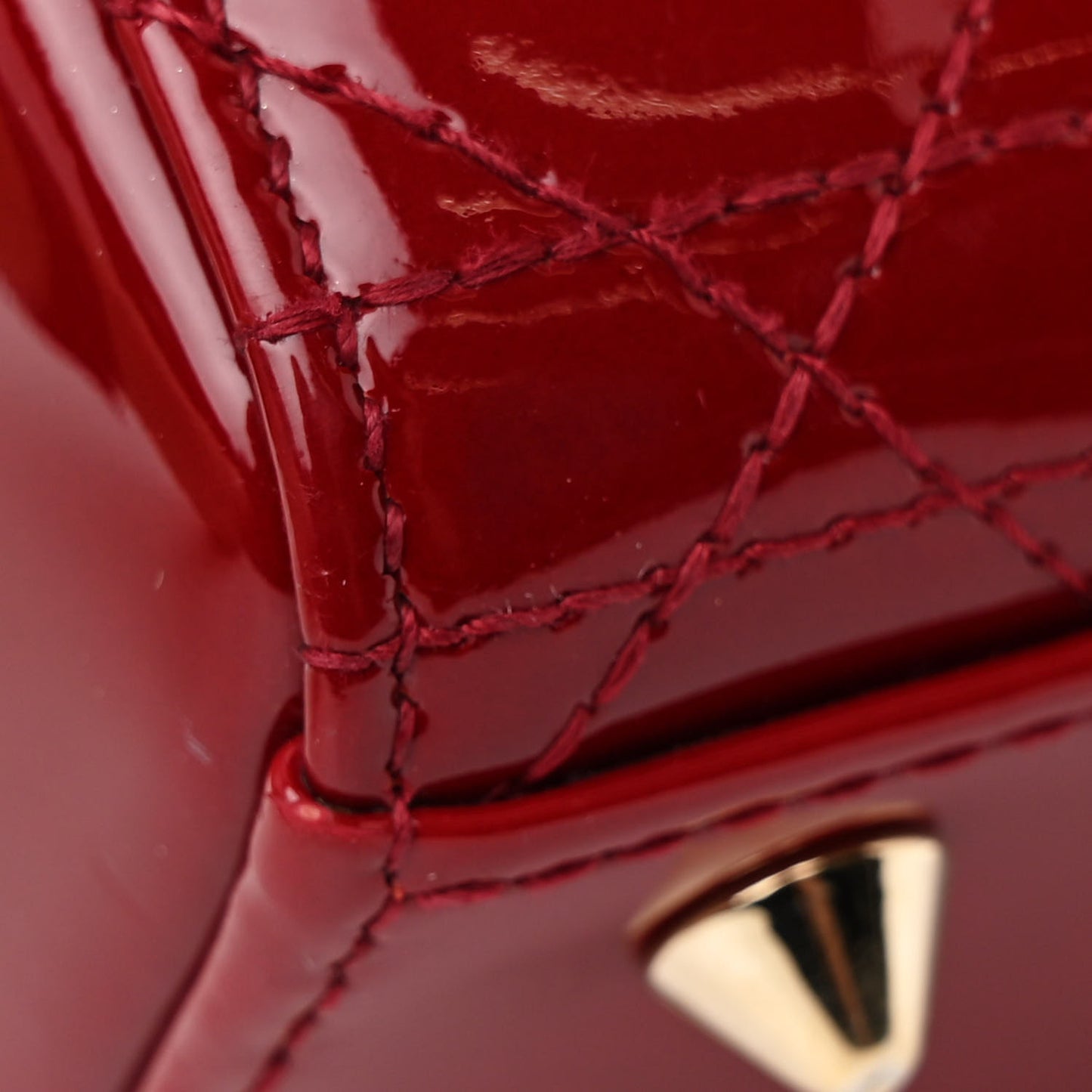 Patent Cannage Small Lady Dior Cherry Red