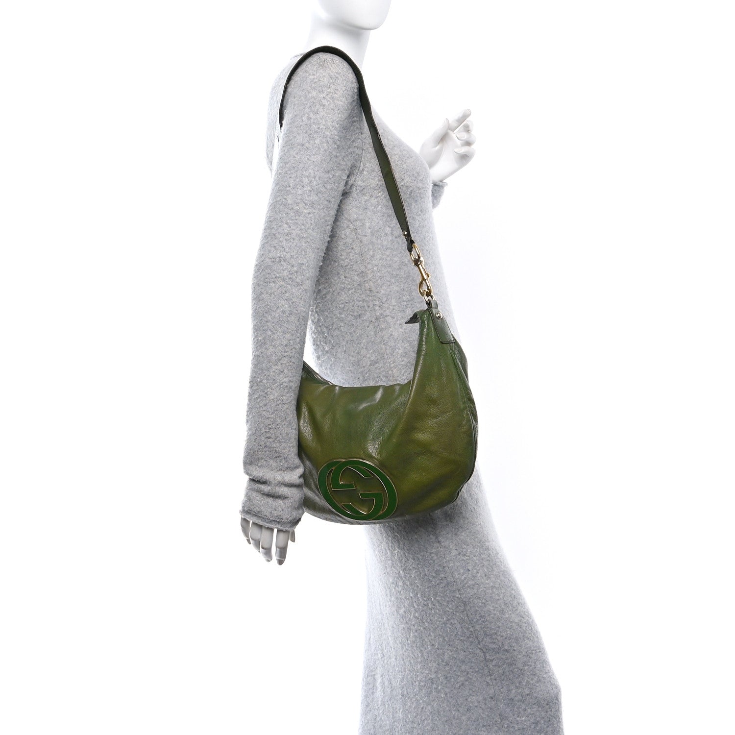 Gucci Calfskin Enamel Blondie Hobo Green 2 of 15