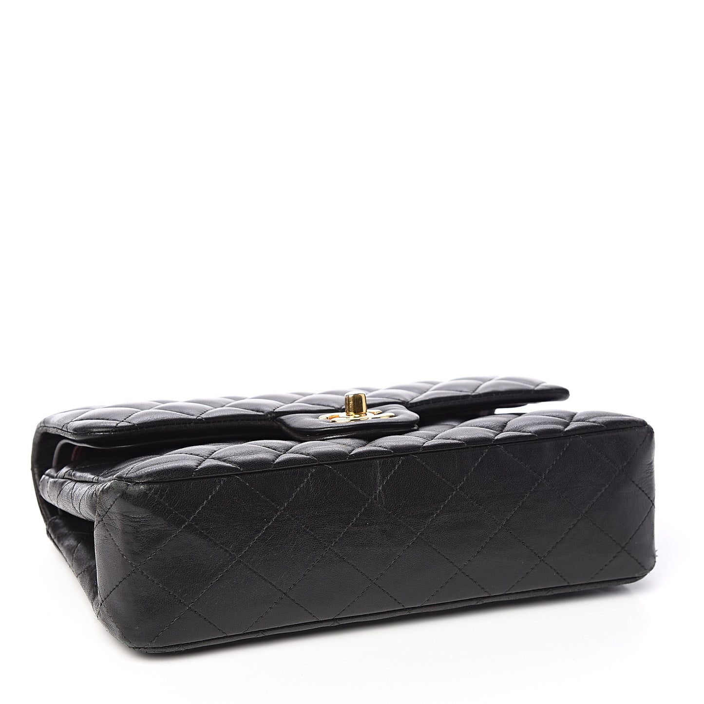 Lambskin Quilted Small Double Flap Black