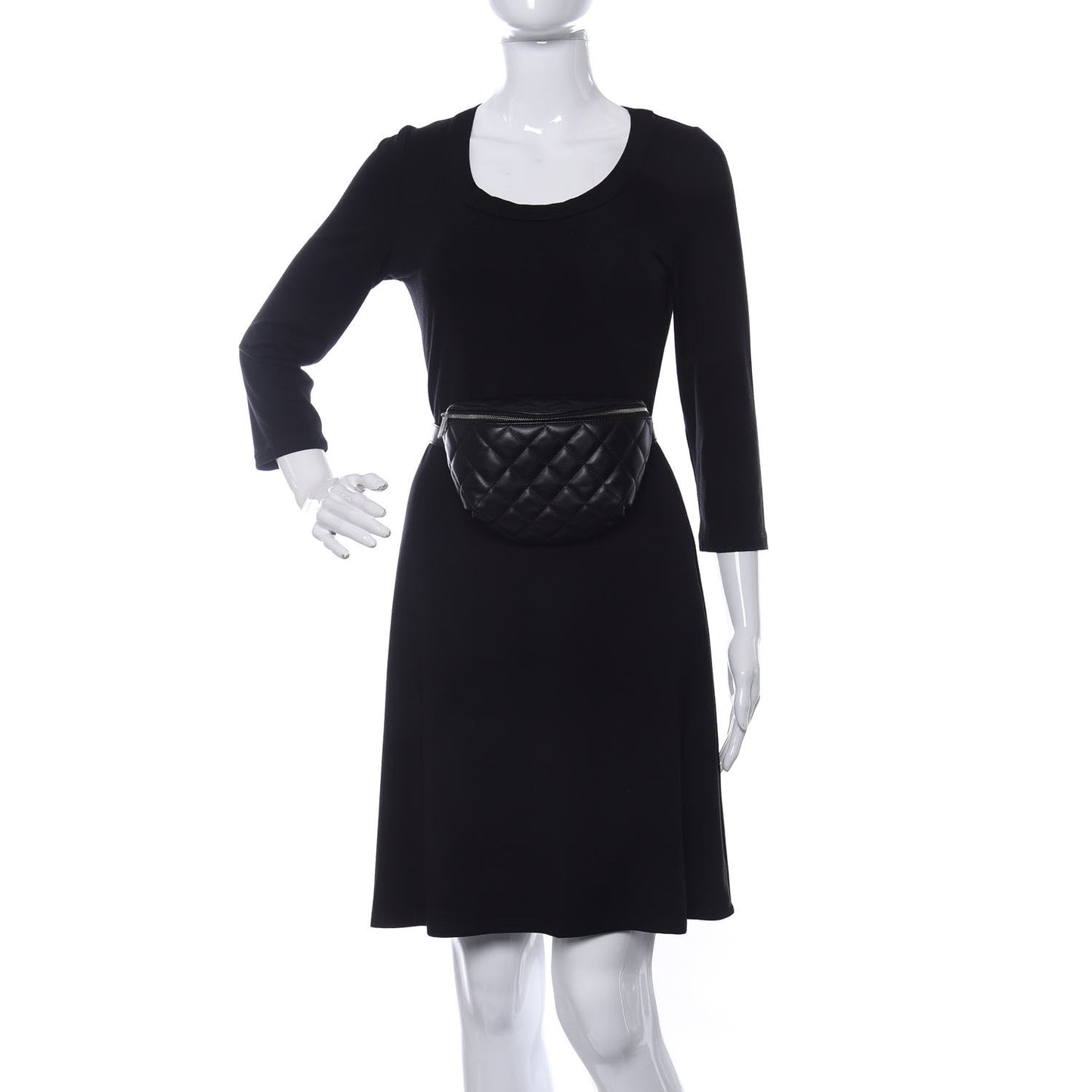 Lambskin Quilted Waist Belt Bag Black