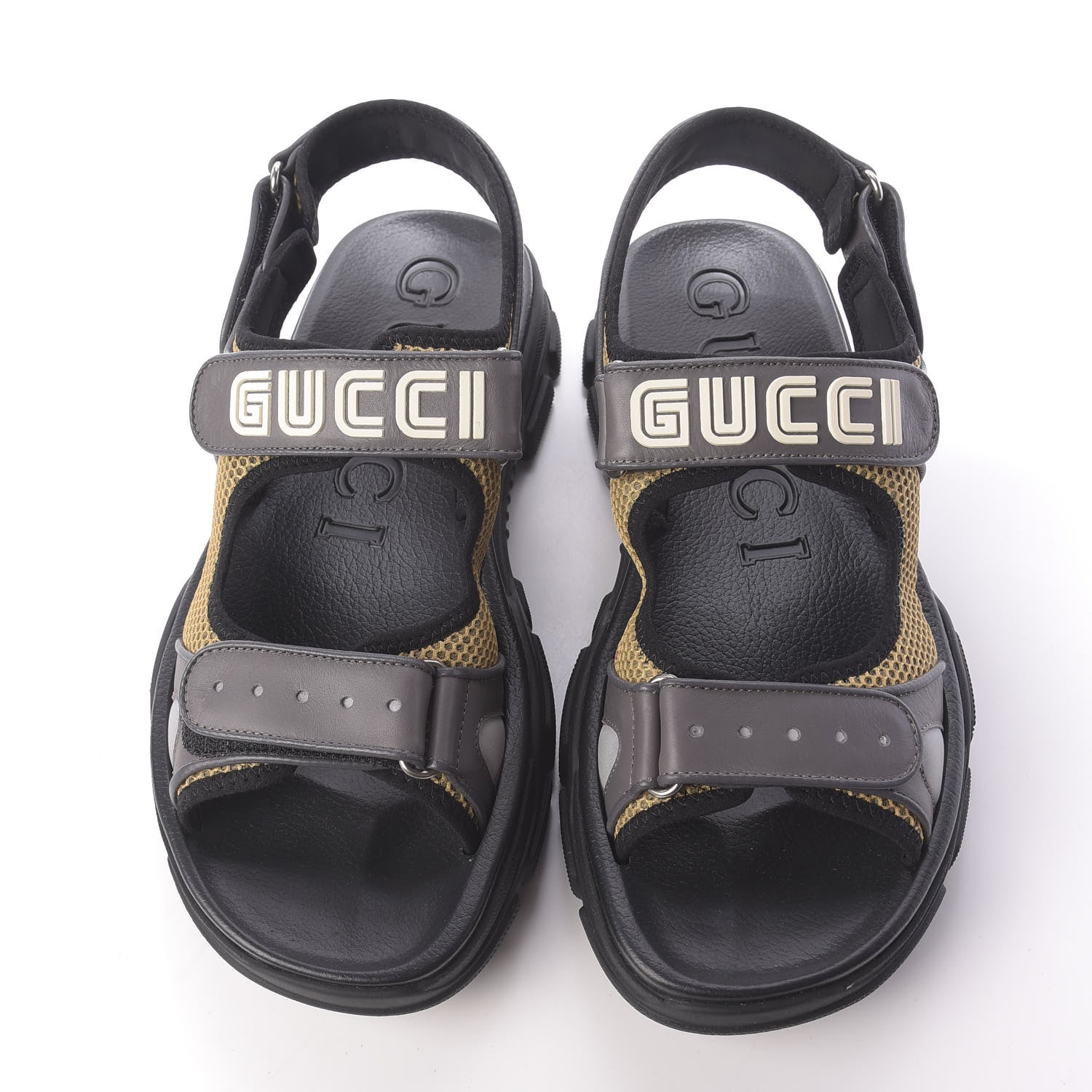 Gucci X SEGA Nappa Mesh Mens Aguru Sandals 12 Loess Black 5 of 10