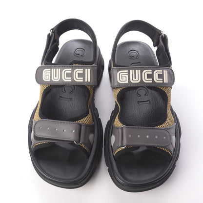 Gucci X SEGA Nappa Mesh Mens Aguru Sandals 12 Loess Black 5 of 10