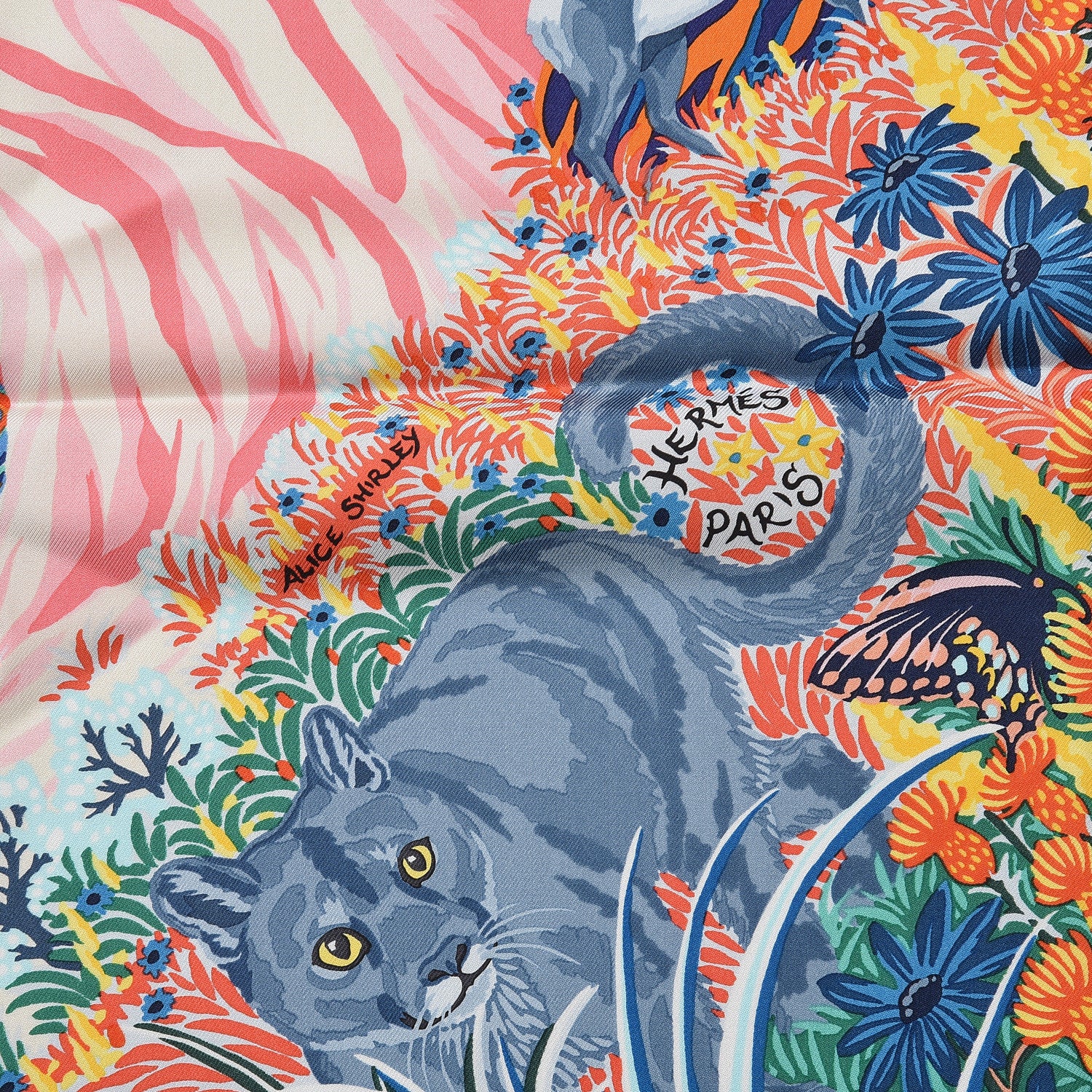 Hermes Silk Into The Canadian Wild Scarf 90 Orange Vert Bleu