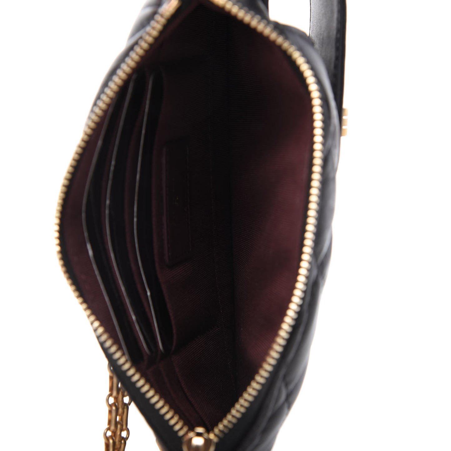 Aged Calfskin Quilted 2.55 Reissue Phone Holder With Chain Black