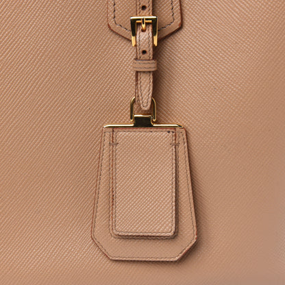 Prada Saffiano Cuir Medium Double Bag Noisette Papaya 42 of 47