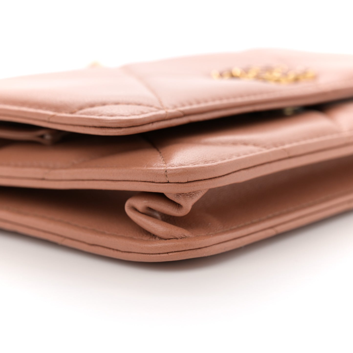 Lambskin Quilted Chanel 19 Wallet On Chain WOC Brown