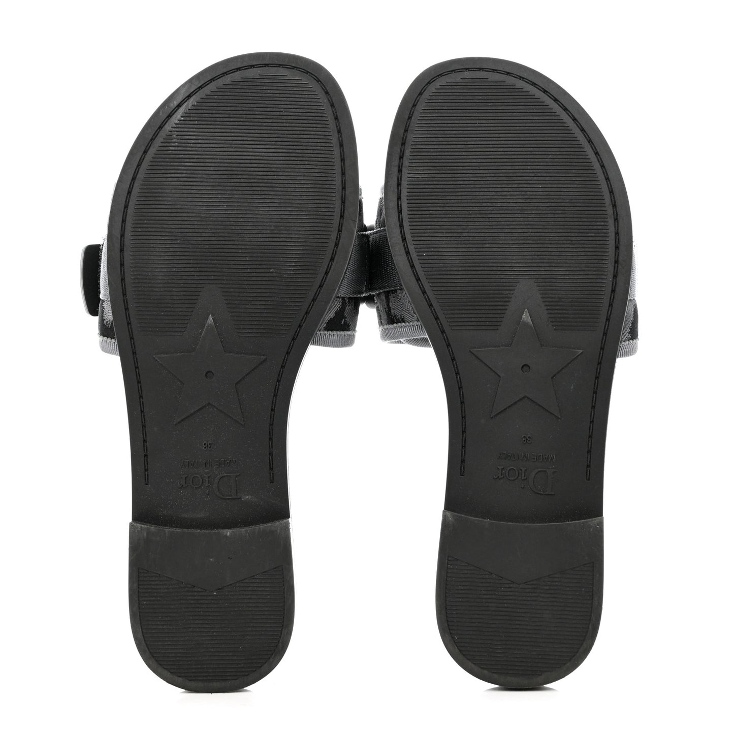 Technical Stretch Fabric Leopard Dio(r)evolution Slide Sandals 38 Grey