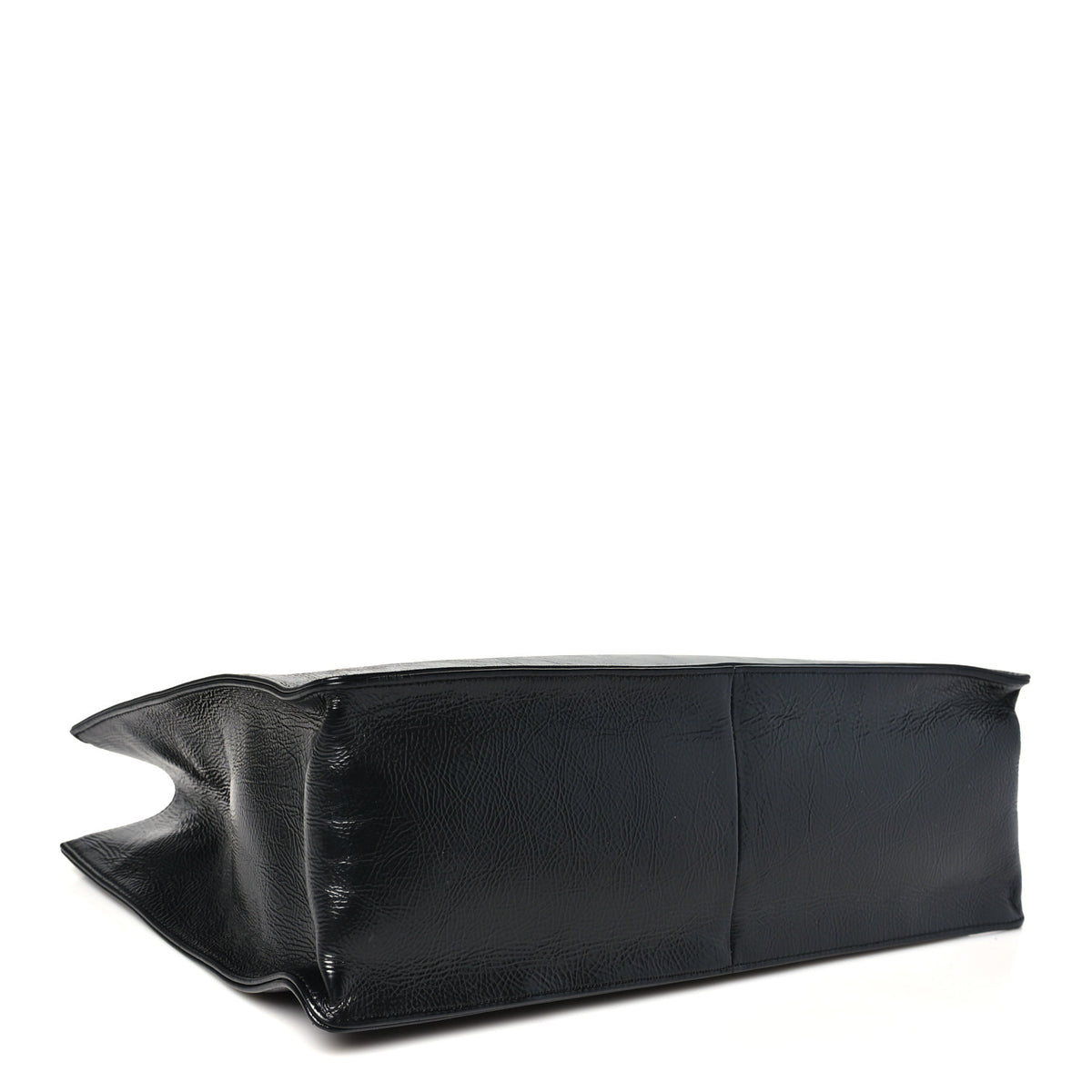 Shiny Aged Calfskin Shopping Bag Black