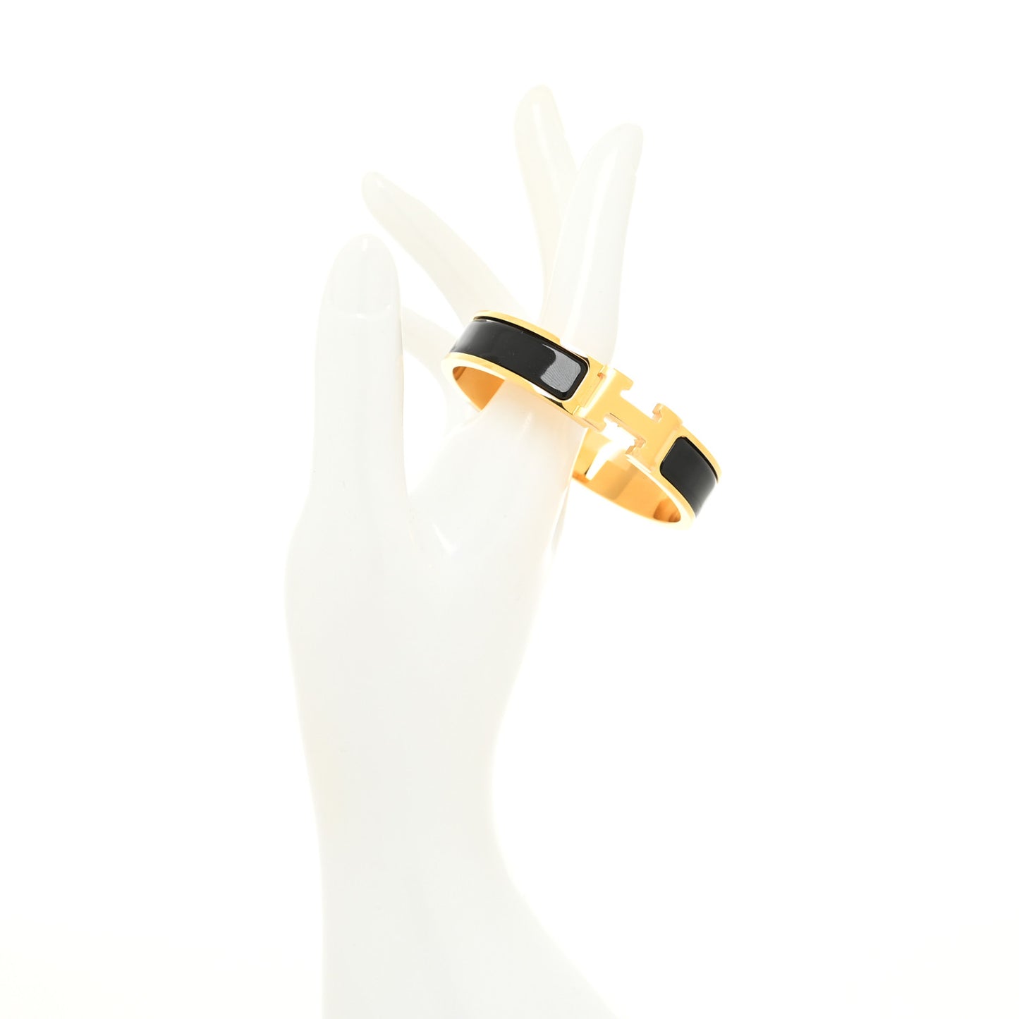 Enamel Narrow Clic Clac H Bracelet PM Black