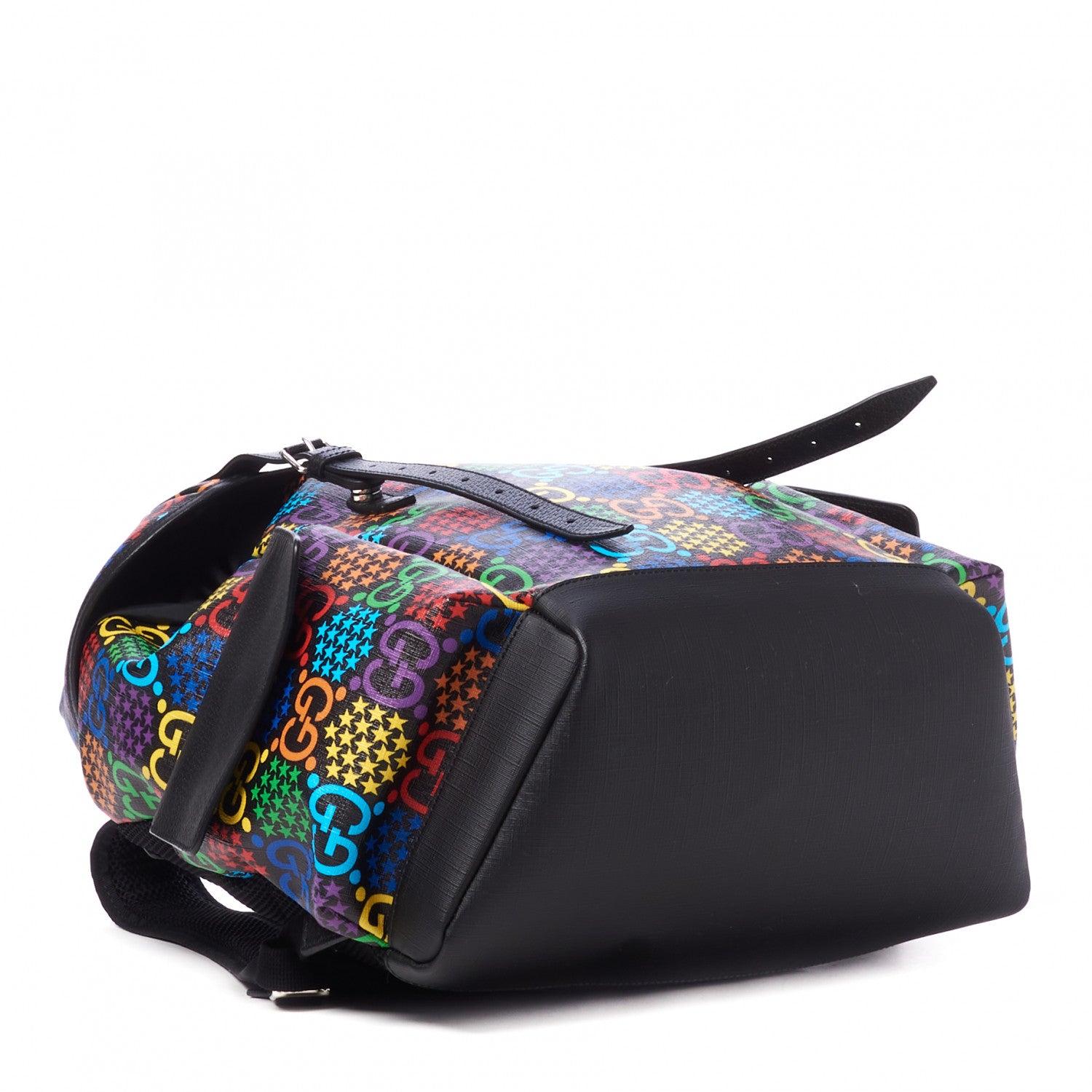 Gucci GG Supreme Monogram Psychedelic Medium Double Buckle Backpack Black Multicolor 2 of 7