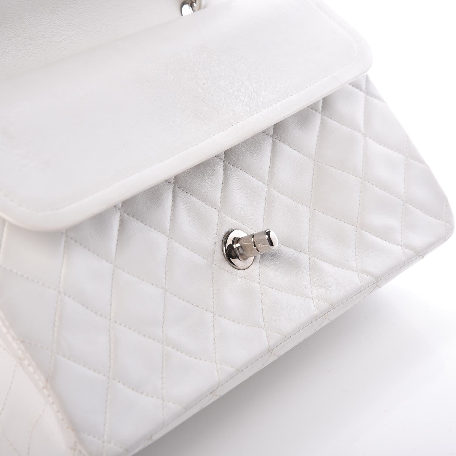 Chanel Lambskin Quilted Medium Double Flap White 14 of 16