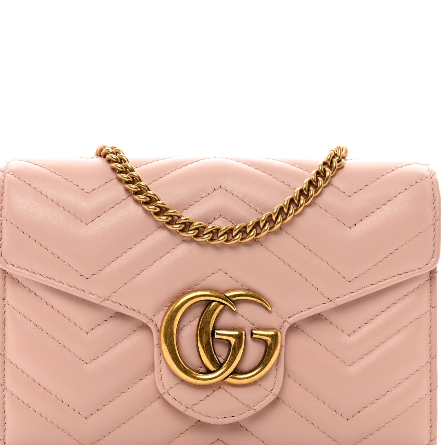 Calfskin Matelasse GG Marmont Chain Wallet Perfect Pink