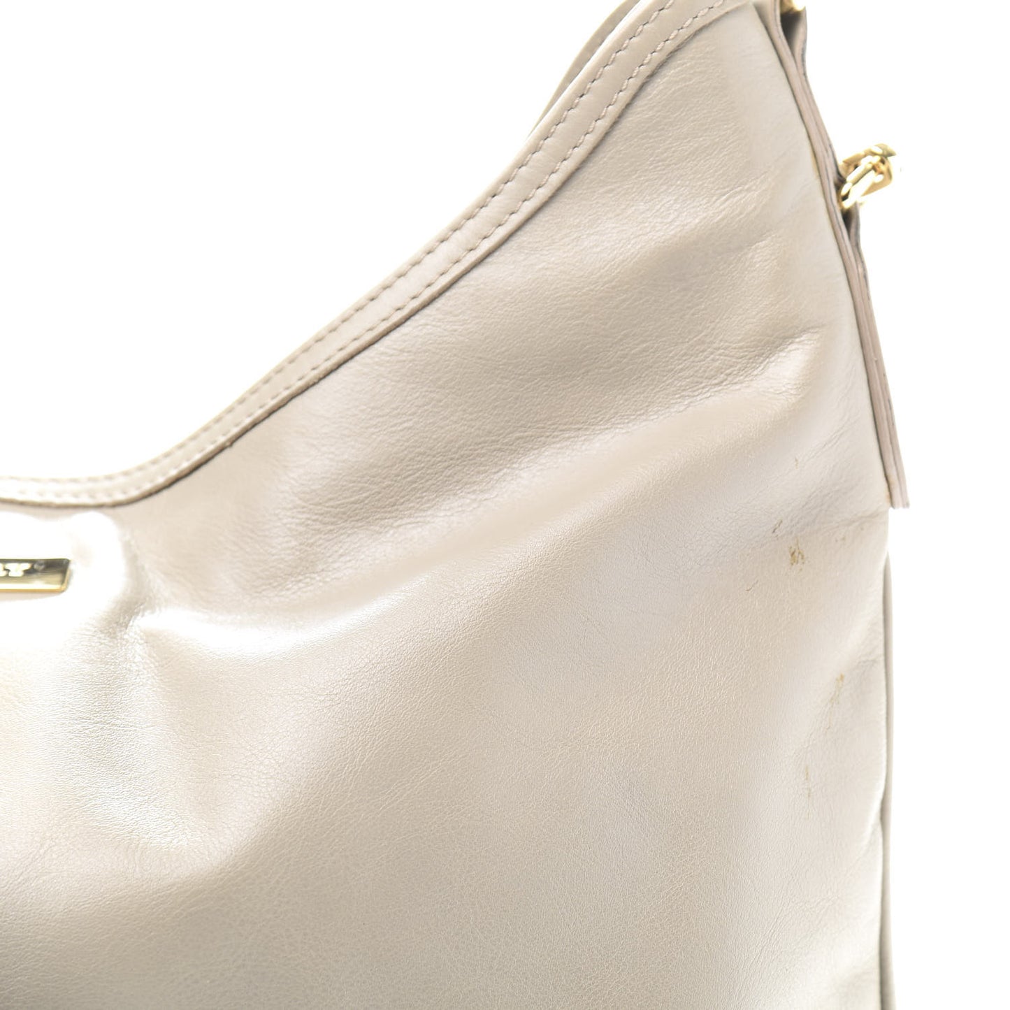 Calfskin Studded Hobo Beige