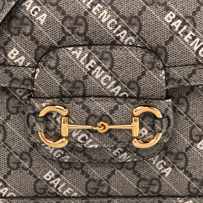 Gucci X BALENCIAGA GG Supreme Monogram Web Logo Print Mini Horsebit 1955 Shoulder Bag Beige Ebony 11 of 16
