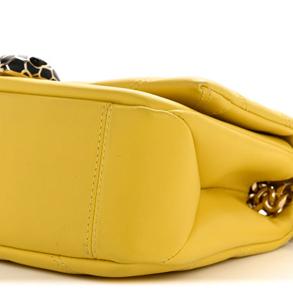 Bulgari Calfskin Matelasse Small Serpenti Cabochon Shoulder Bag Yellow 9 of 13