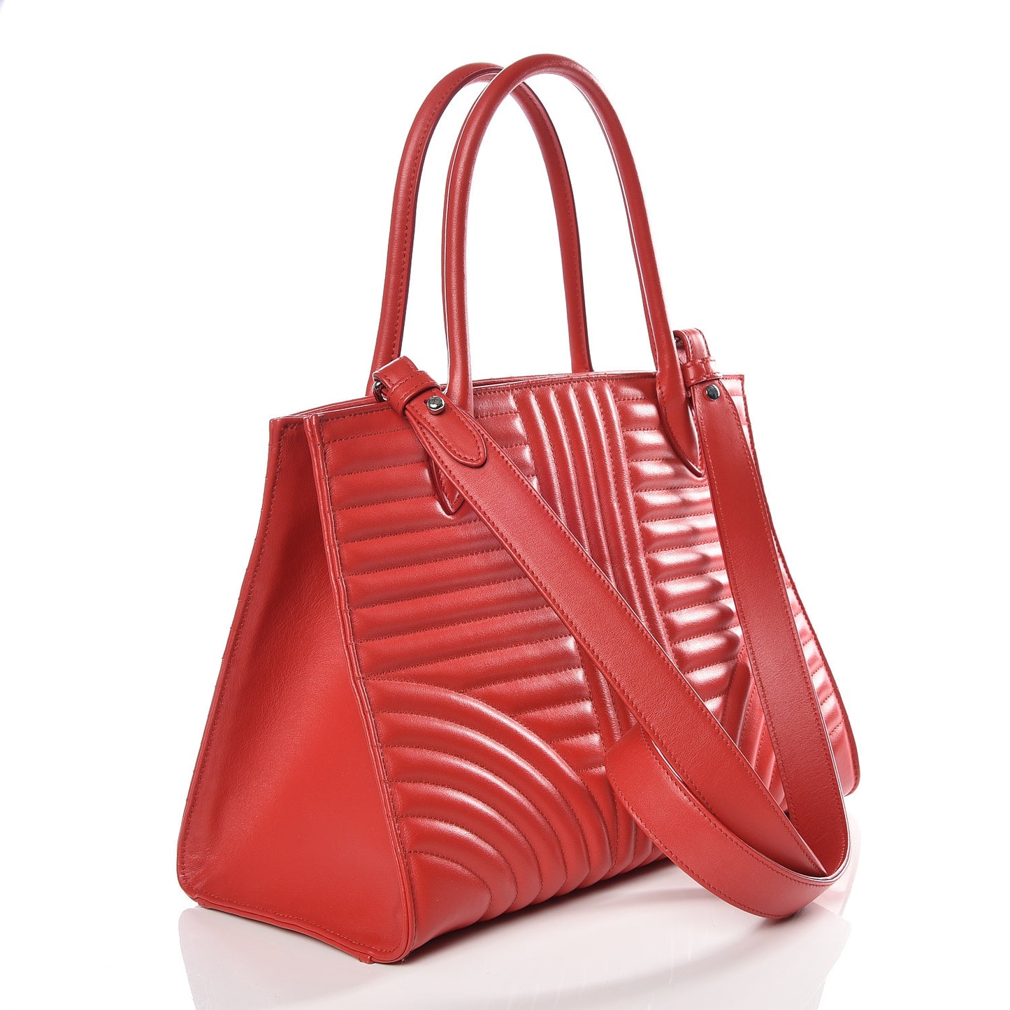 Soft Calfskin Impunture Diagramme Tote Rosso