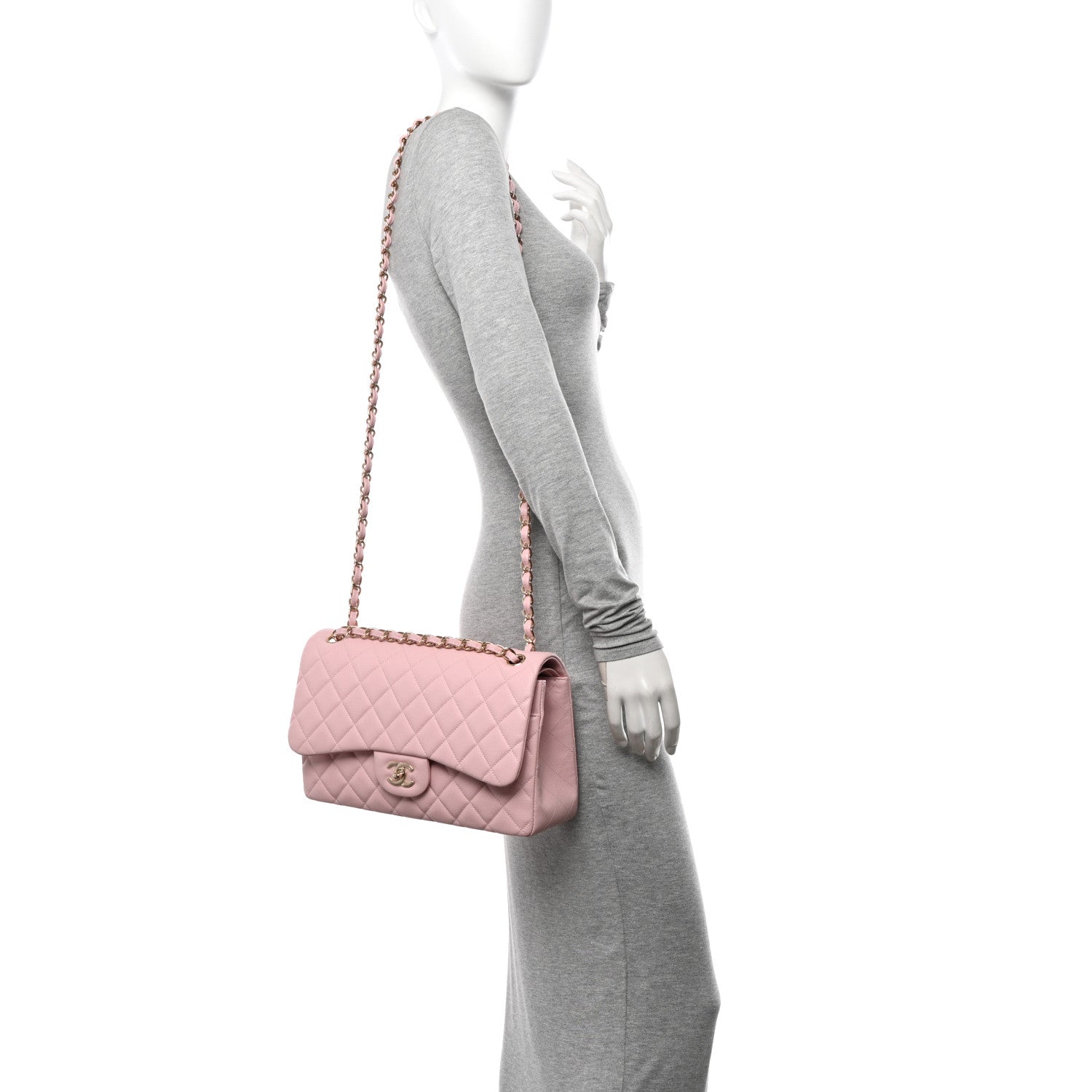 Chanel Caviar Quilted Jumbo Double Flap Light Pink 2 of 10