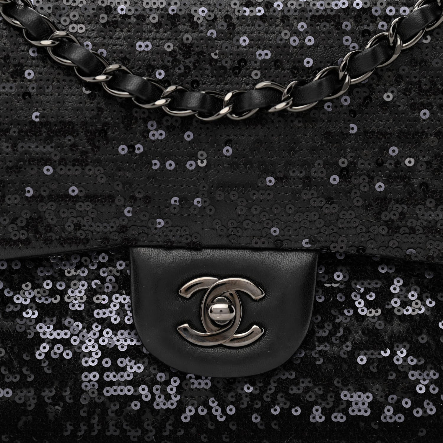 Chanel Sequin Lambskin Medium Moonlight on Water Flap Black 7 of 9