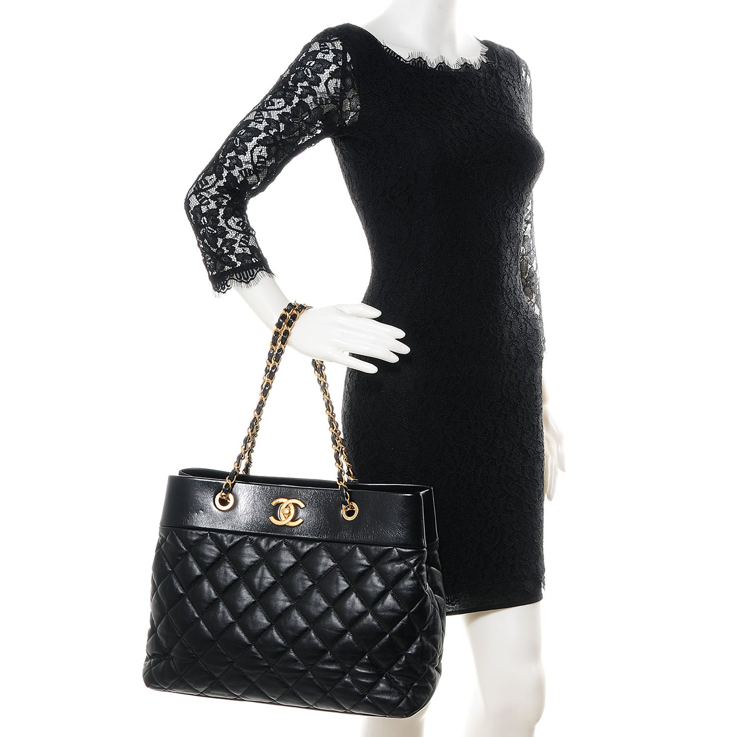 Calfskin Soft Elegance Large Tote Black