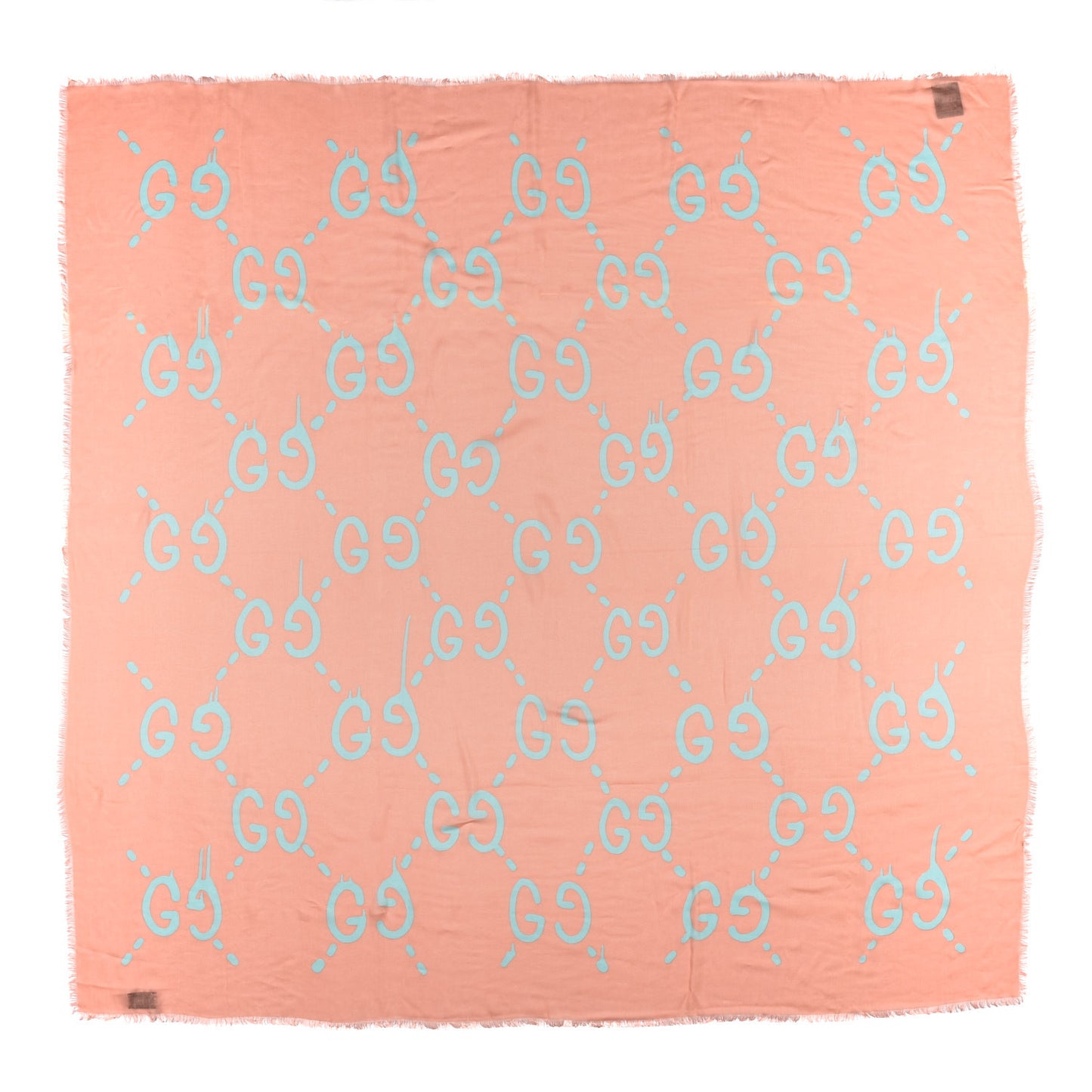 Modal Silk GG Writers Fringe Shawl Old Rose Sky Blue