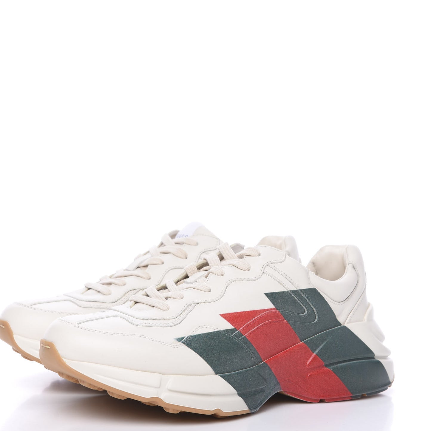 Calfskin Web Printed Mens Rhyton Sneakers 8.5 Mystic White