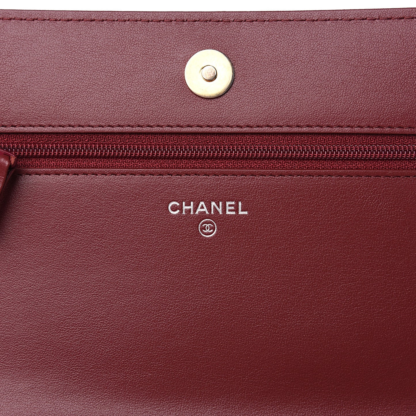 Aged Calfskin Quilted Gabrielle Wallet On Chain WOC Burgundy