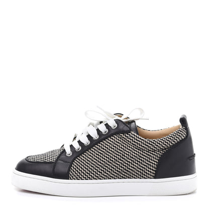 Christian Louboutin Calfskin Wool Zig Zag Womens Rantulow Orlato Flat Sneakers 39 Black White 1 of 8