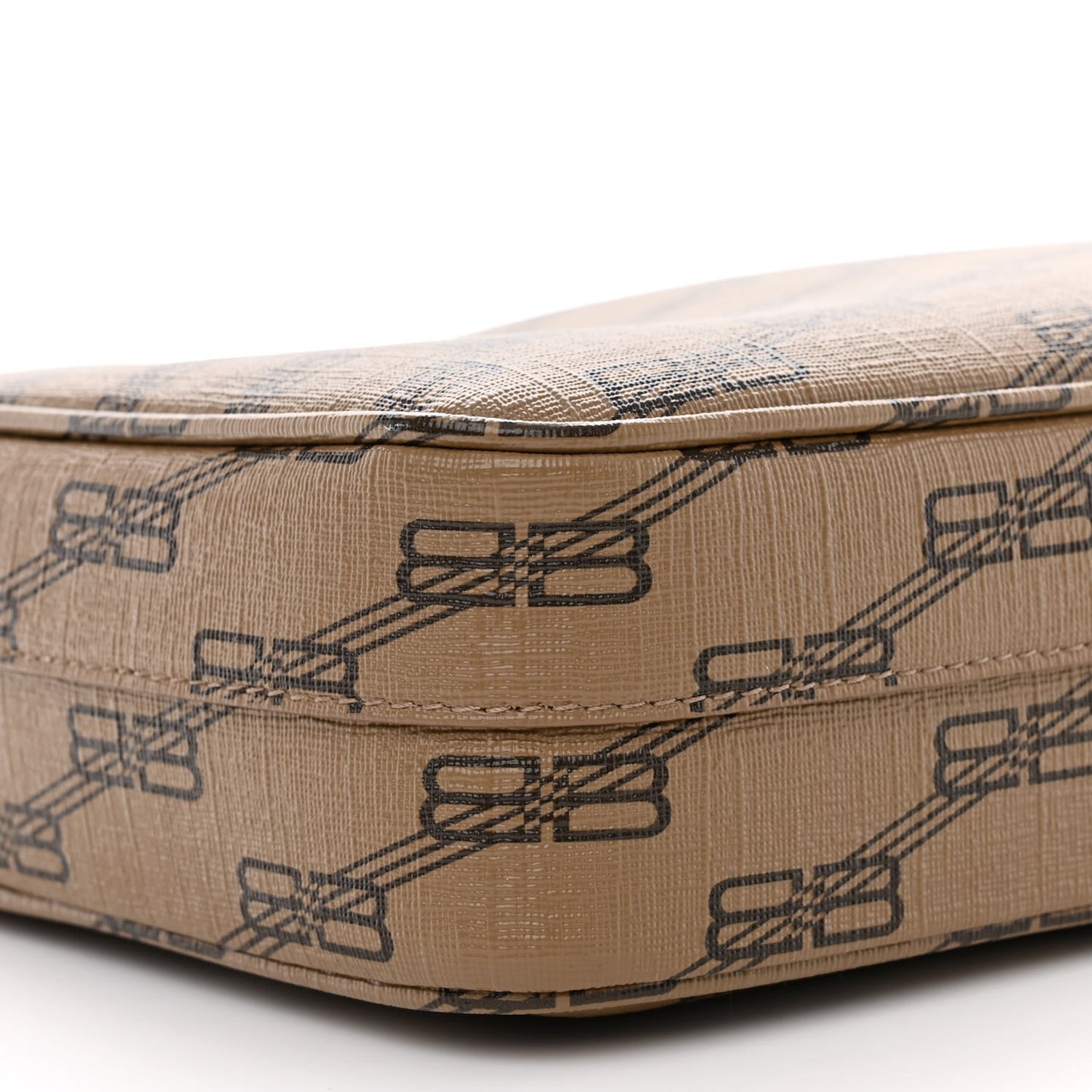 Coated Canvas BB Monogram Medium Signature Camera Bag Beige Brown