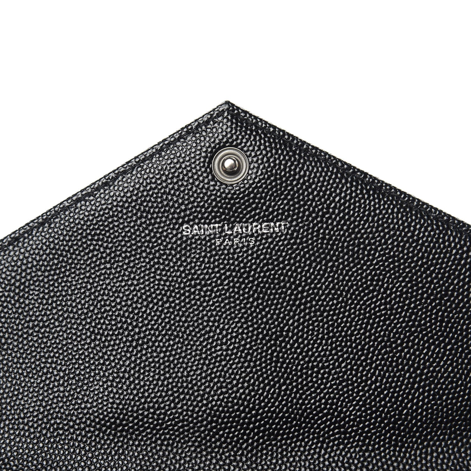 Saint Laurent Grain De Poudre Matelasse Chevron Monogram Envelope Chain Wallet Black 6 of 12