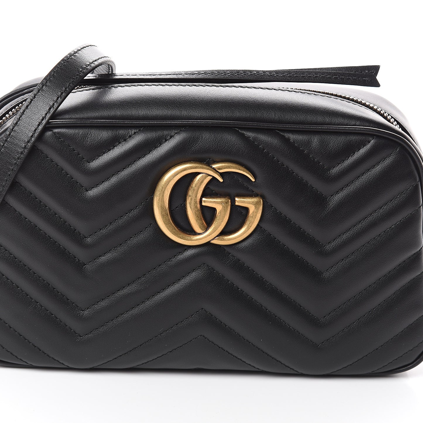 Calfskin Matelasse Small GG Marmont Chain Shoulder Bag Black